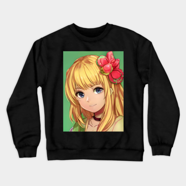 Blonde hair cute anime girl face Crewneck Sweatshirt by animegirlnft