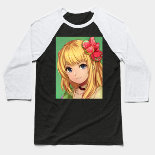 Blonde hair cute anime girl face Baseball T-Shirt