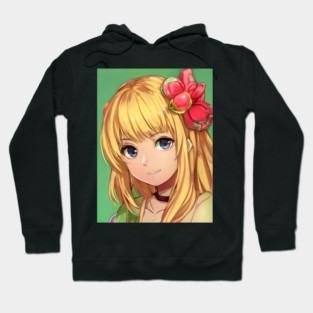 Blonde hair cute anime girl face Hoodie