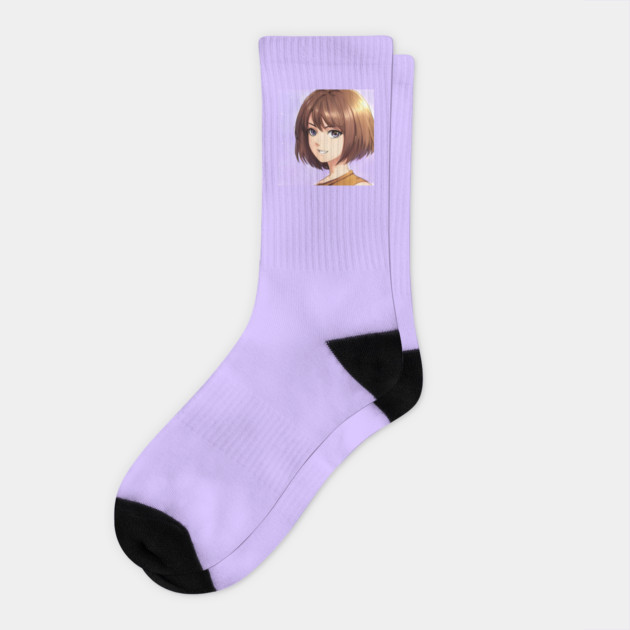 Cute Brown Hair Waifu Anime Girl Socks by animegirlnft