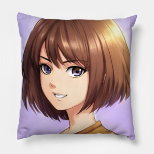 Cute Brown Hair Waifu Anime Girl Pillow