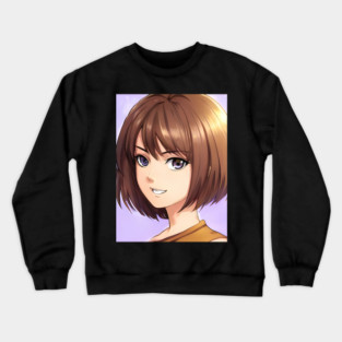 Cute Brown Hair Waifu Anime Girl Crewneck Sweatshirt