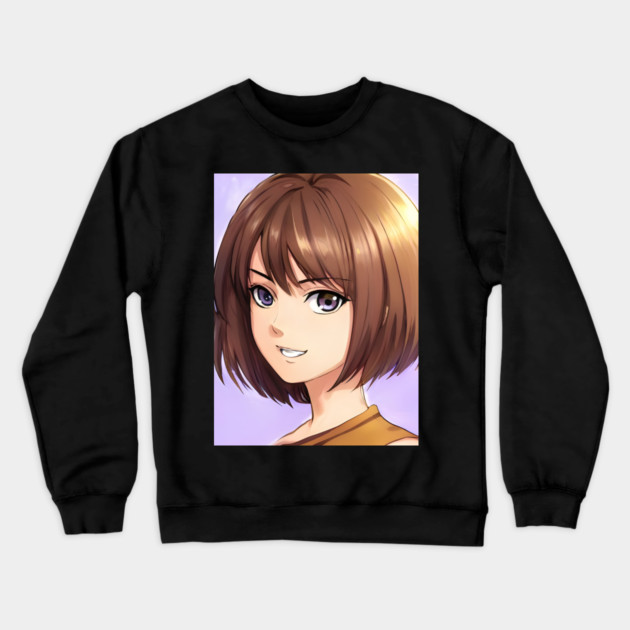 Cute Brown Hair Waifu Anime Girl Crewneck Sweatshirt by animegirlnft