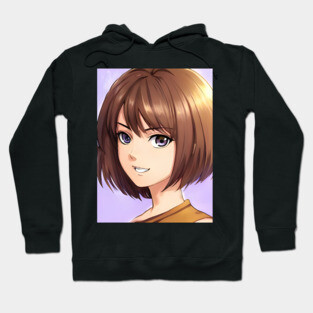 Cute Brown Hair Waifu Anime Girl Hoodie