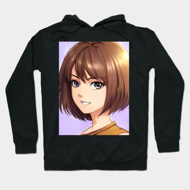 Cute Brown Hair Waifu Anime Girl Hoodie by animegirlnft