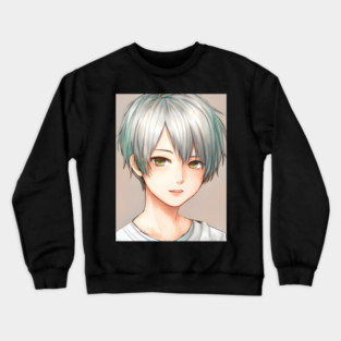 Green hair tomboy anime girl Crewneck Sweatshirt