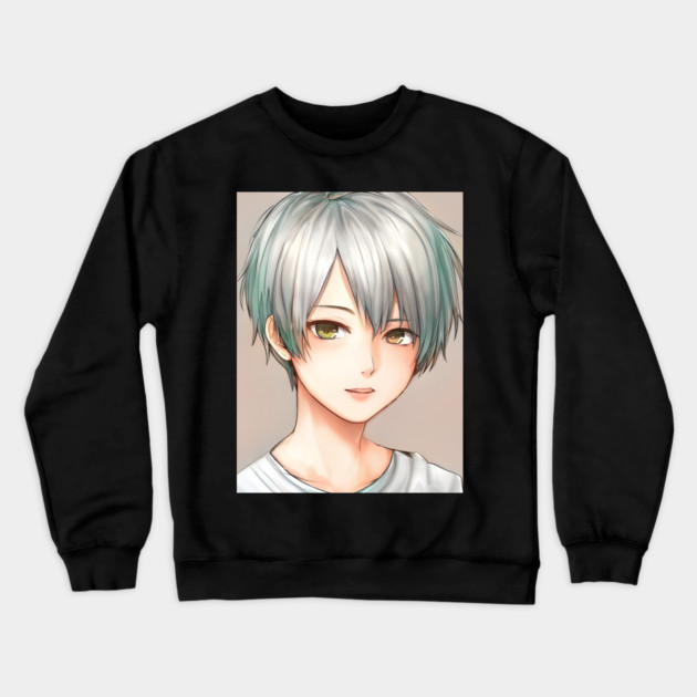 Green hair tomboy anime girl Crewneck Sweatshirt by animegirlnft