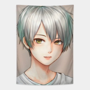 Green hair tomboy anime girl Tapestry