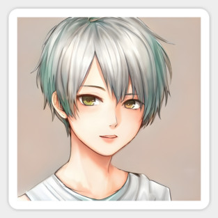 Green hair tomboy anime girl Sticker