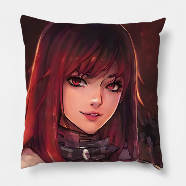 Sexy red hair anime girl Pillow by animegirlnft