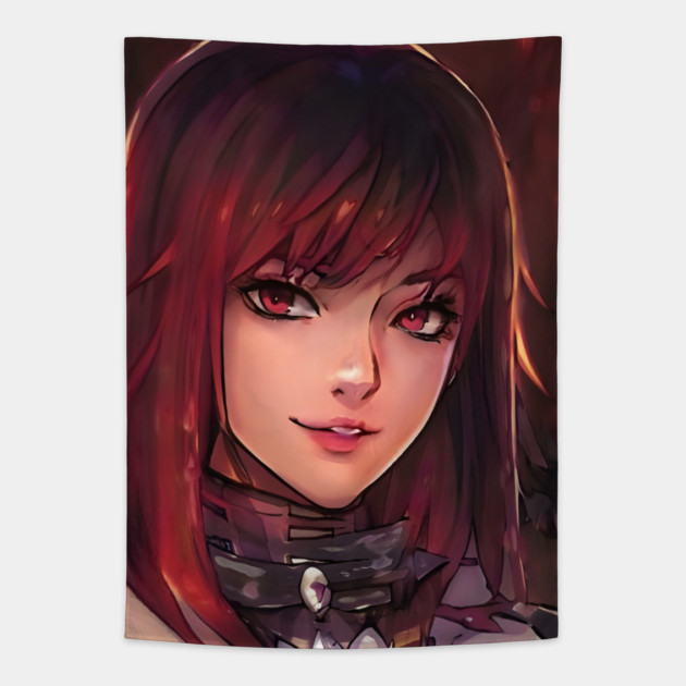 Sexy red hair anime girl Tapestry by animegirlnft
