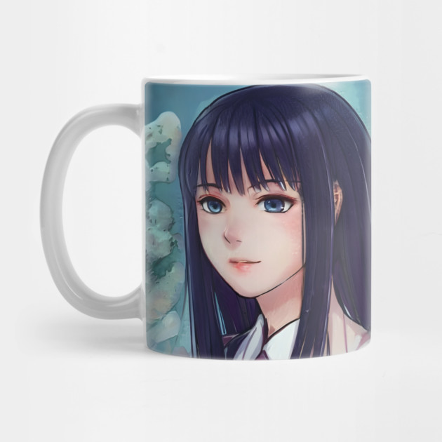 Sad anime girl with black hair by animegirlnft