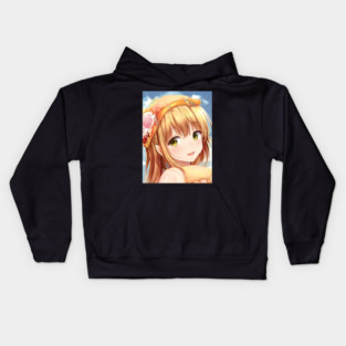 Cute anime face of blonde girl Kids Hoodie