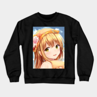 Cute anime face of blonde girl Crewneck Sweatshirt