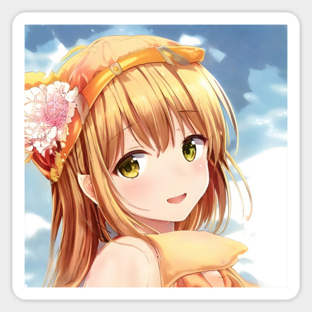 Cute anime face of blonde girl Magnet by animegirlnft