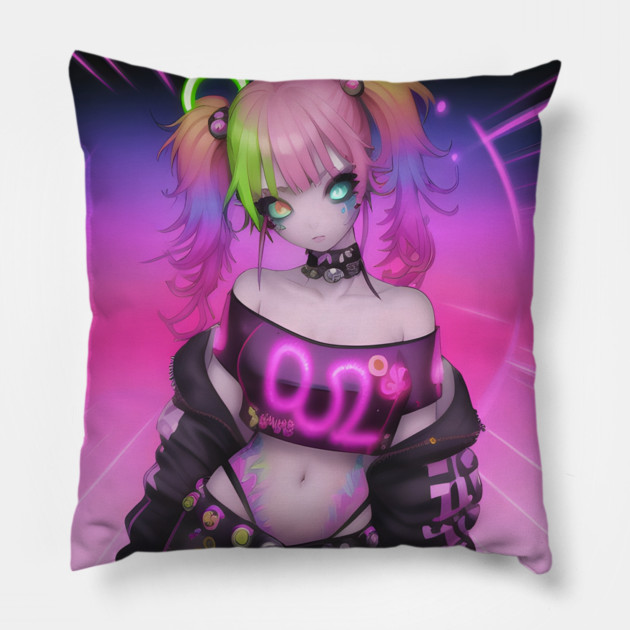 Sexy Cosplay Rave Kawaii Girl Pillow by animegirlnft