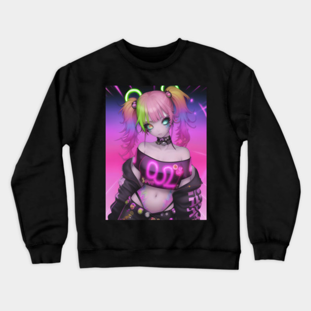 Sexy Cosplay Rave Kawaii Girl Crewneck Sweatshirt by animegirlnft