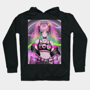 Sexy rave party anime girl Hoodie