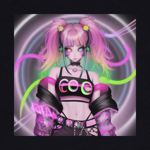 Sexy rave party anime girl by animegirlnft