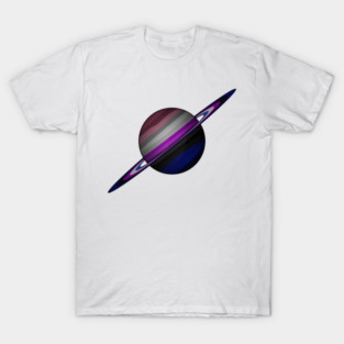 Planet and Rings in Gender Fluid Pride Flag Colors T-Shirt