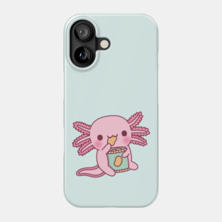 Cute Axolotl Eating Potato Chips Phone Case