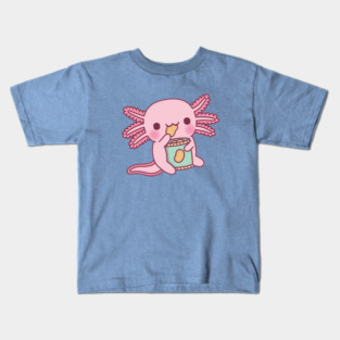 Cute Axolotl Eating Potato Chips Kids T-Shirt