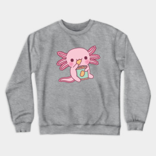 Cute Axolotl Eating Potato Chips Crewneck Sweatshirt