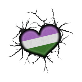 Genderqueer Heart Thrown into Cracked surface T-Shirt