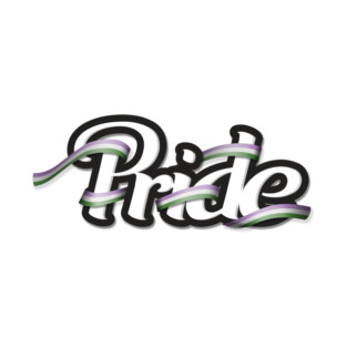 Genderqueer pride flag colored ribbon wrapped around the letters of the word PRIDE T-Shirt