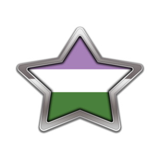 Large Genderqueer Pride Flag Colored Star with Chrome Frame. T-Shirt