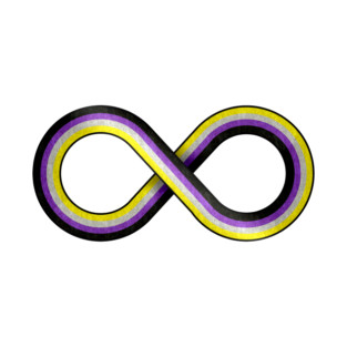 Large Infinity Symbol Striped with Non-Binary Pride Flag T-Shirt