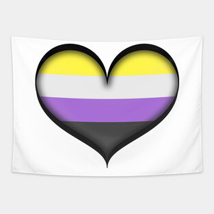 Large Vector Heart in Non-Binary Pride Flag Colors Tapestry