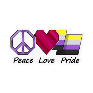 Peace, Love, and Pride design in Non-Binary pride flag colors T-Shirt