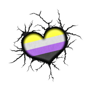 Non-Binary Heart Thrown into Cracked surface T-Shirt