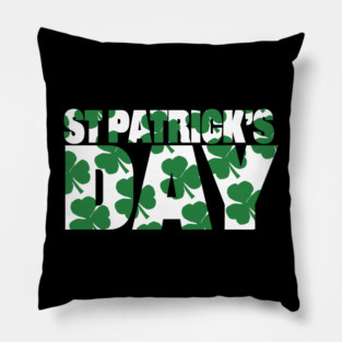 St Patricks Day Green Shamrock Typography Pillow