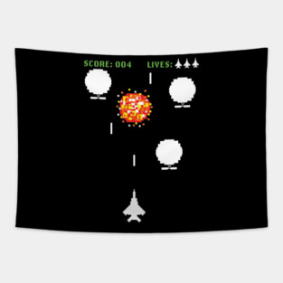 Pixel Art Retro Video Game Spy Balloon Tapestry