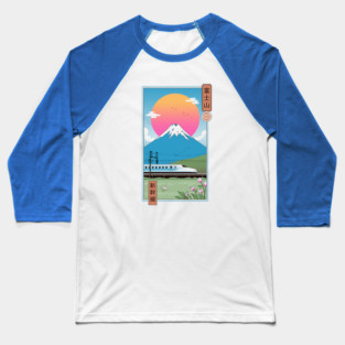 Shinkansen Train in Mt. Fuji Japan Baseball T-Shirt