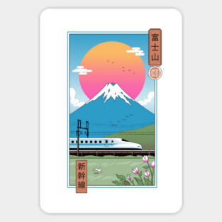 Shinkansen Train in Mt. Fuji Japan Sticker