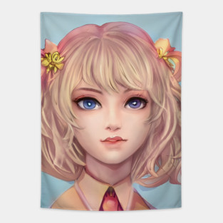 Pretty blonde anime girl Tapestry