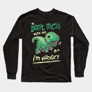 Hungry Raptor // Angry Velociraptor, Kawaii Dinosaur, Paleontology Long Sleeve T-Shirt