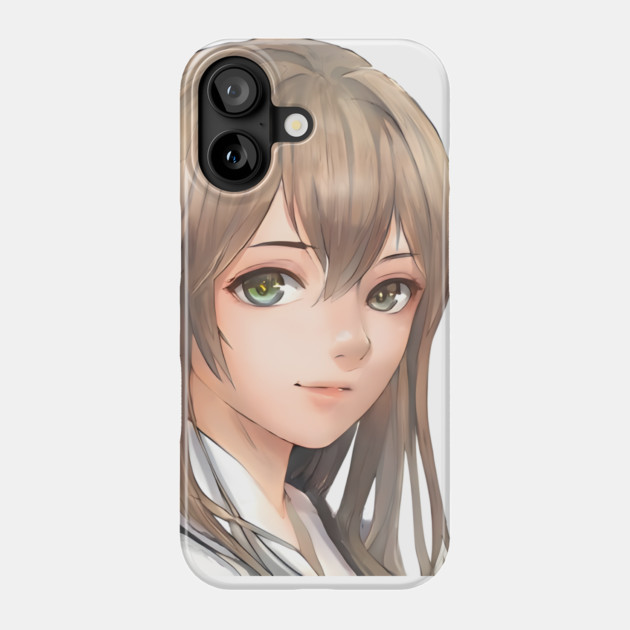 Beautiful brown hair waifu anime high school girl Phone Case by animegirlnft