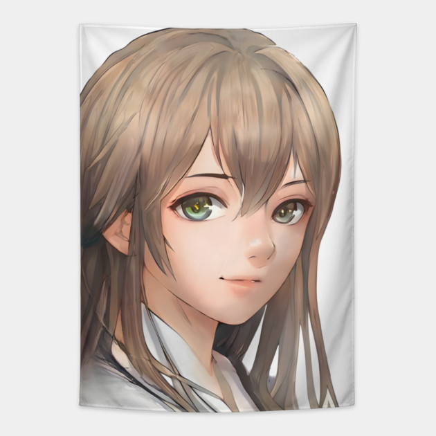 Beautiful brown hair waifu anime high school girl Tapestry by animegirlnft