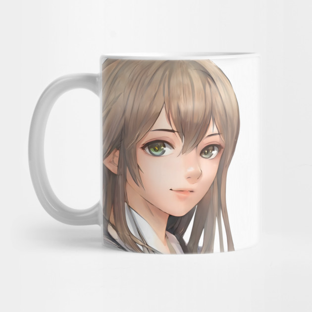 Beautiful brown hair waifu anime high school girl by animegirlnft