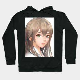 Beautiful brown hair waifu anime high school girl Hoodie