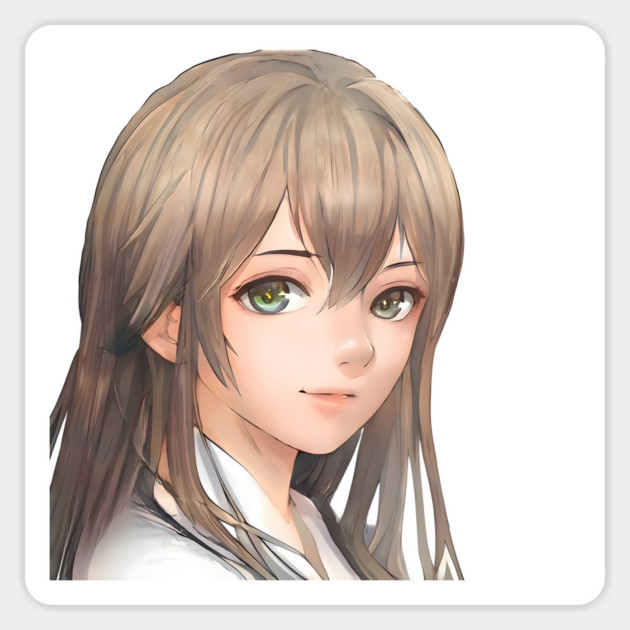 Beautiful brown hair waifu anime high school girl Sticker by animegirlnft
