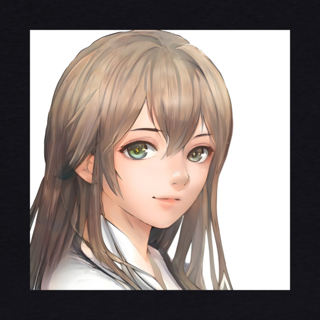 Beautiful brown hair waifu anime high school girl by animegirlnft