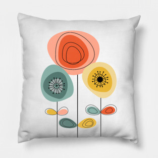 Mid Century Modern Flowers 1 Pillow
