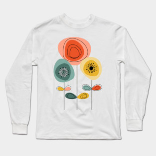 Mid Century Modern Flowers 1 Long Sleeve T-Shirt