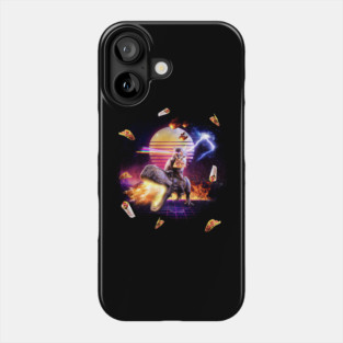 Synthwave Cat Riding Dinosaur Phone Case