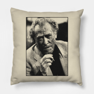 Charles Bukowski - Vintage Pencil Drawing Style Pillow